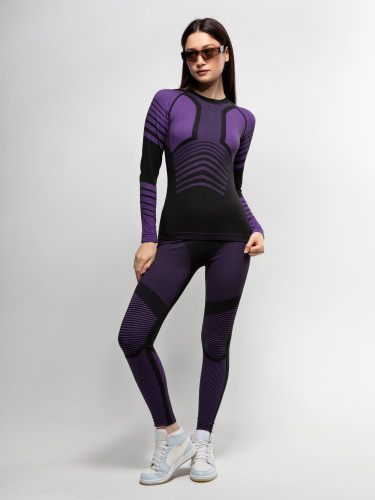 Комплект термобелья X-Line Sport женский черный с фиолетовым NEW в Краснодаре