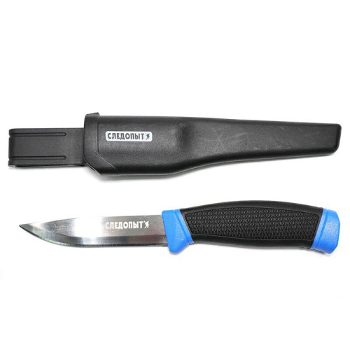 Нож Следопыт раздел.универ.прорезиненная ручка 100мм в чехле