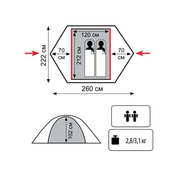 Палатка Tramp Sarma 2 V2 зеленый