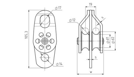  Блок-ролик Вертикаль двойной сталь с подшипником в Краснодаре  